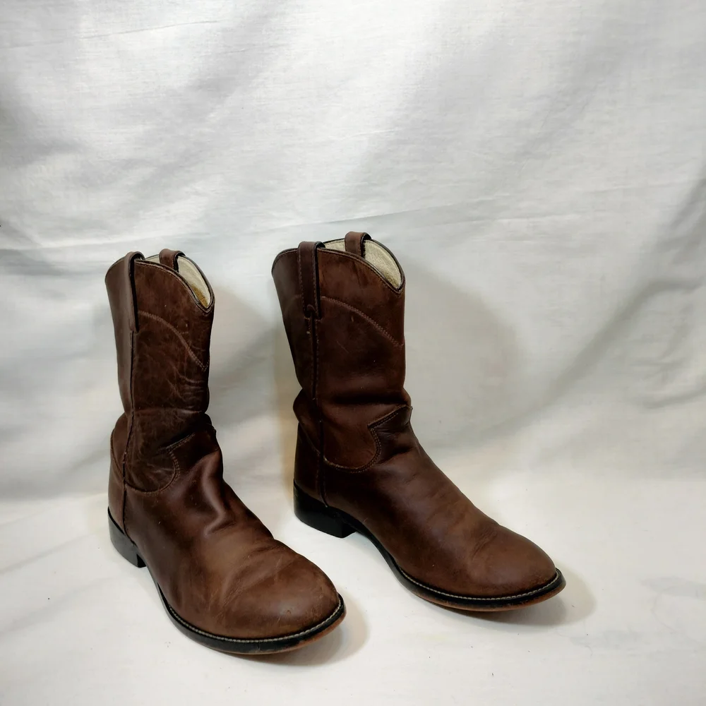 Justin Brown Leather Roper‎ Cowboy/Western Boots, Youth 5/women's 6